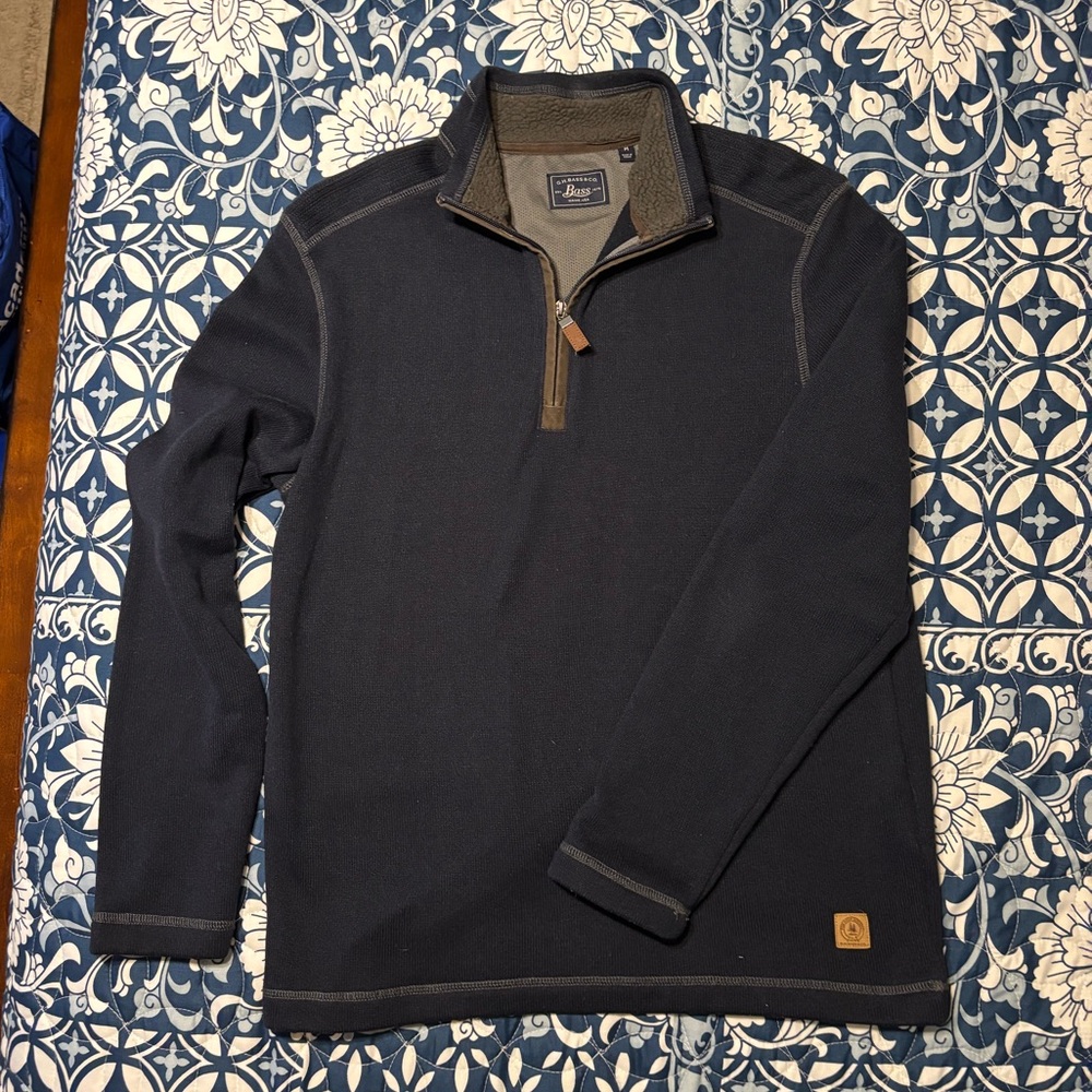 GH bass & Co men’s quarter zip sweater fleece size M